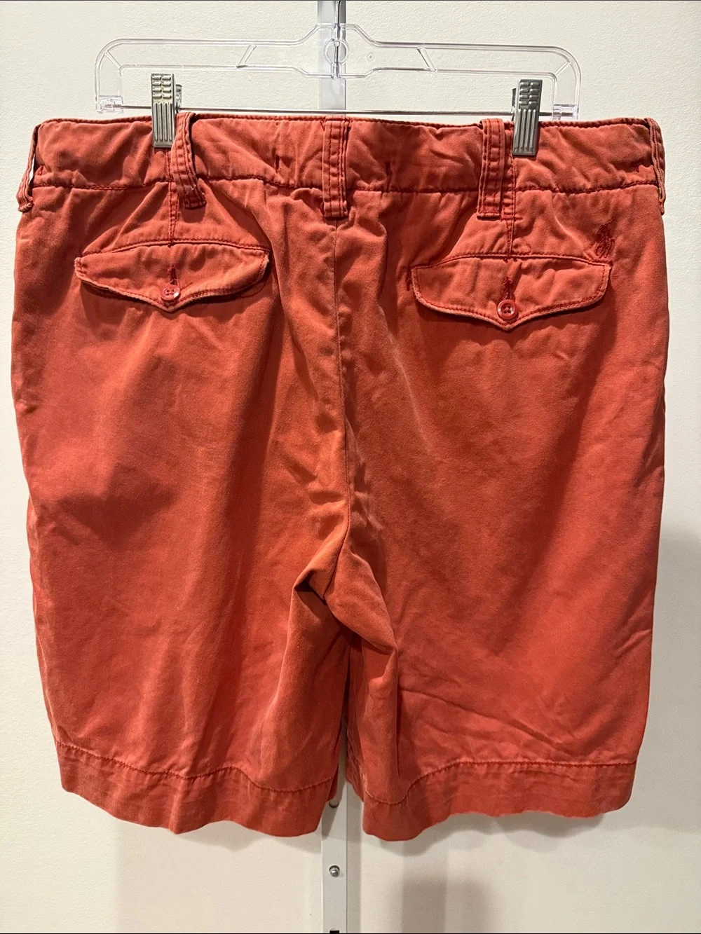 Polo by Ralph Lauren Men's Brick Red Flat Front Chino Shorts Cotton Size 36